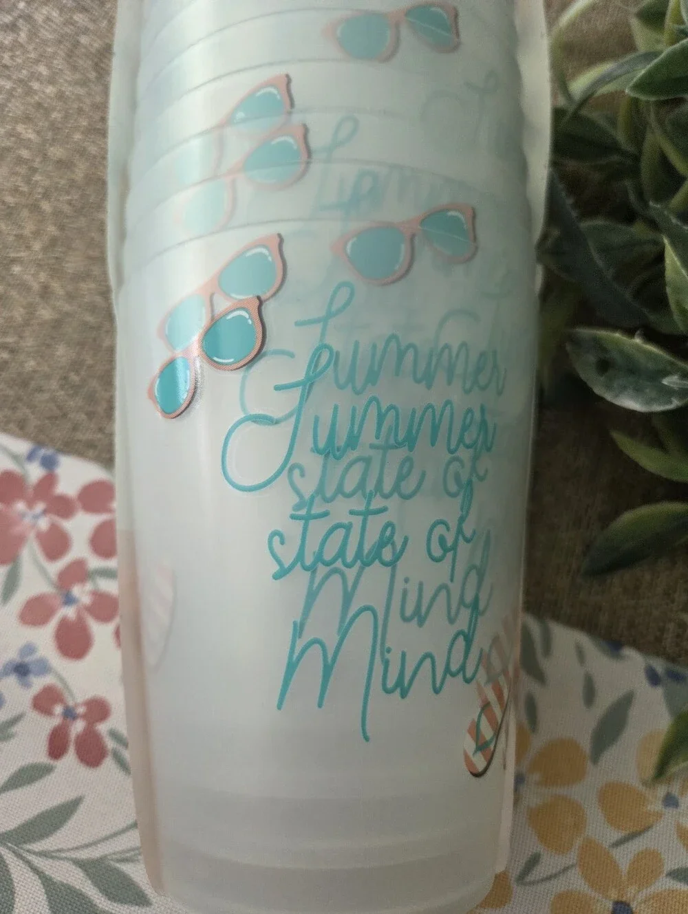 C&C California Frosted Tumblers with Teal and Pink Sunglasses Design